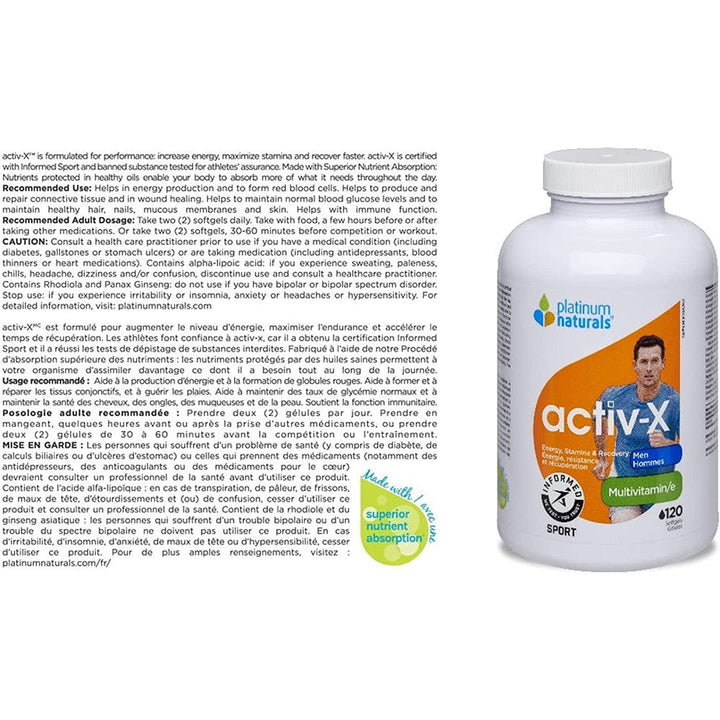 Platinum Naturals Activ-X Men 120softgels