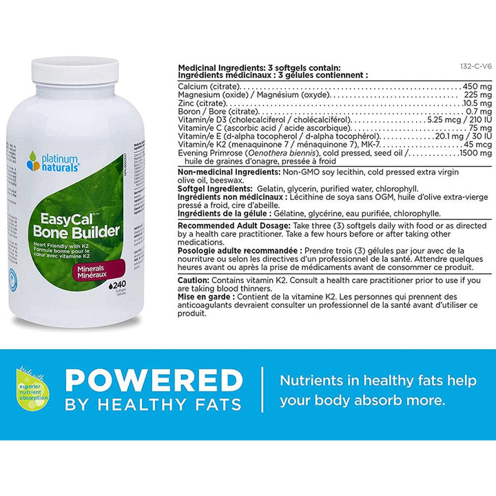Platinum Naturals EasyCal Bone Builder 240 softgels