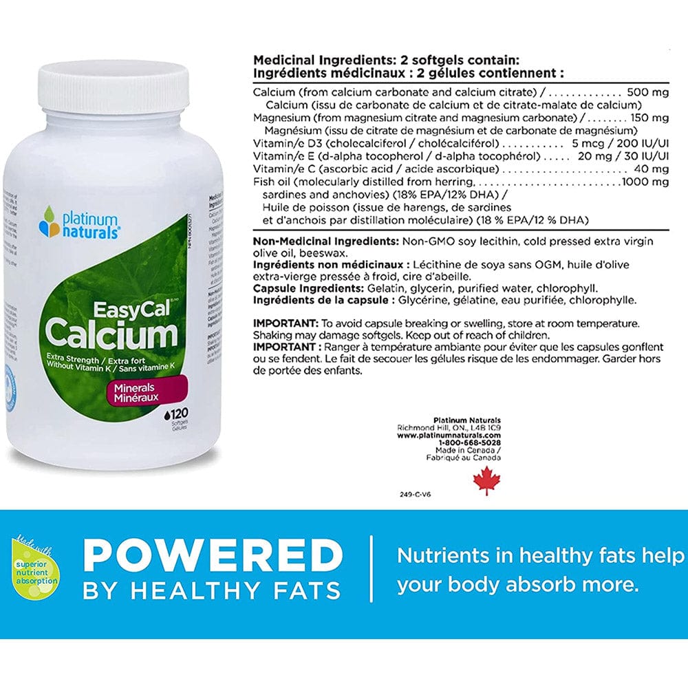 Platinum Naturals EasyCal Calcium 120softgels