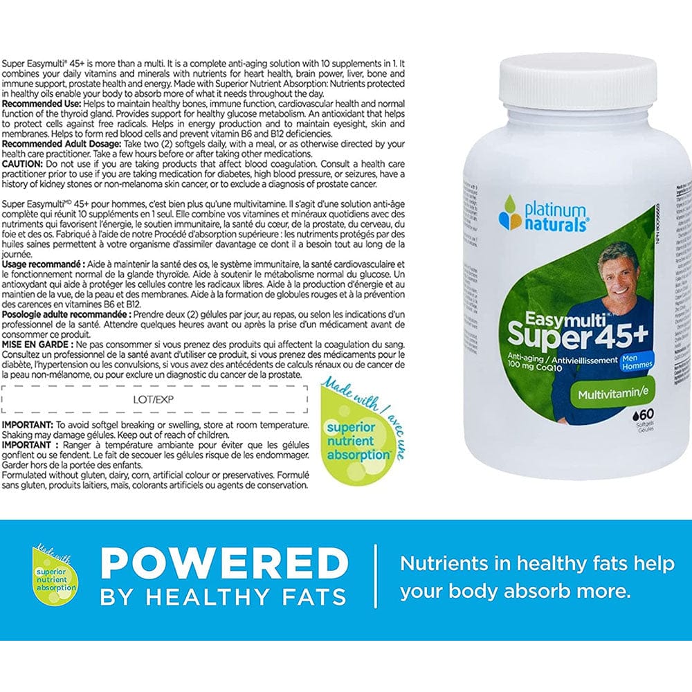 Platinum Naturals EasyMulti Super 45+ for Men, 60 softgels