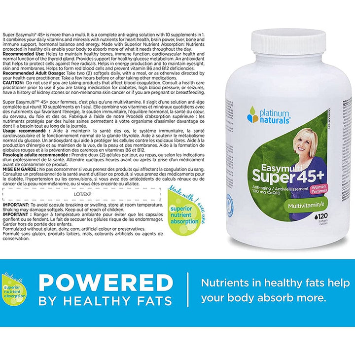 Platinum Naturals EasyMulti Super 45+ for Women, 120 softgels