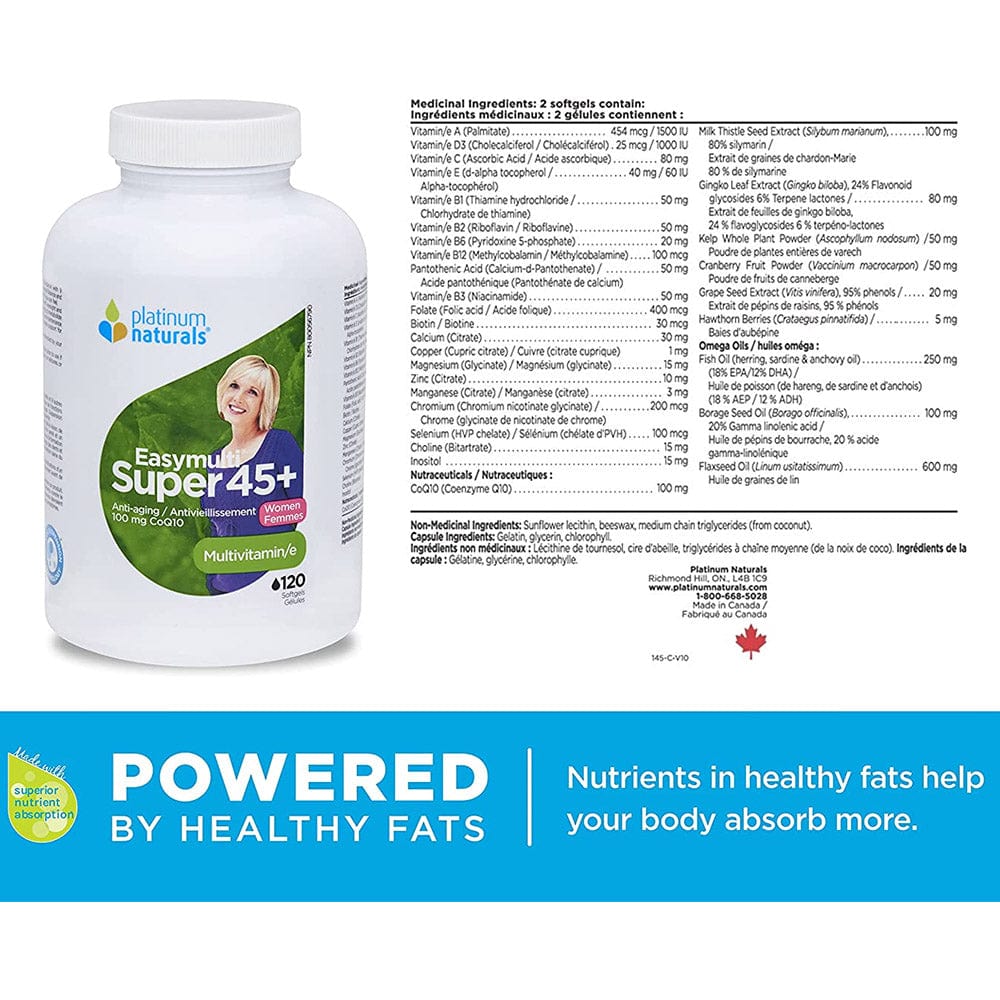 Platinum Naturals EasyMulti Super 45+ for Women, 120 softgels