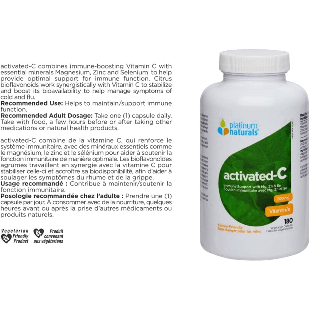 Platinum Naturals Vitamin C 600mg, 180vcaps