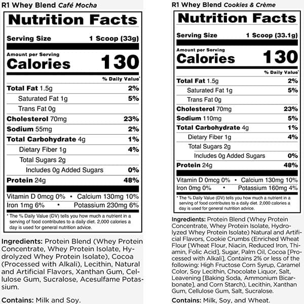 Rule1 Whey Blend Protein 5lbs | Nutrition Facts