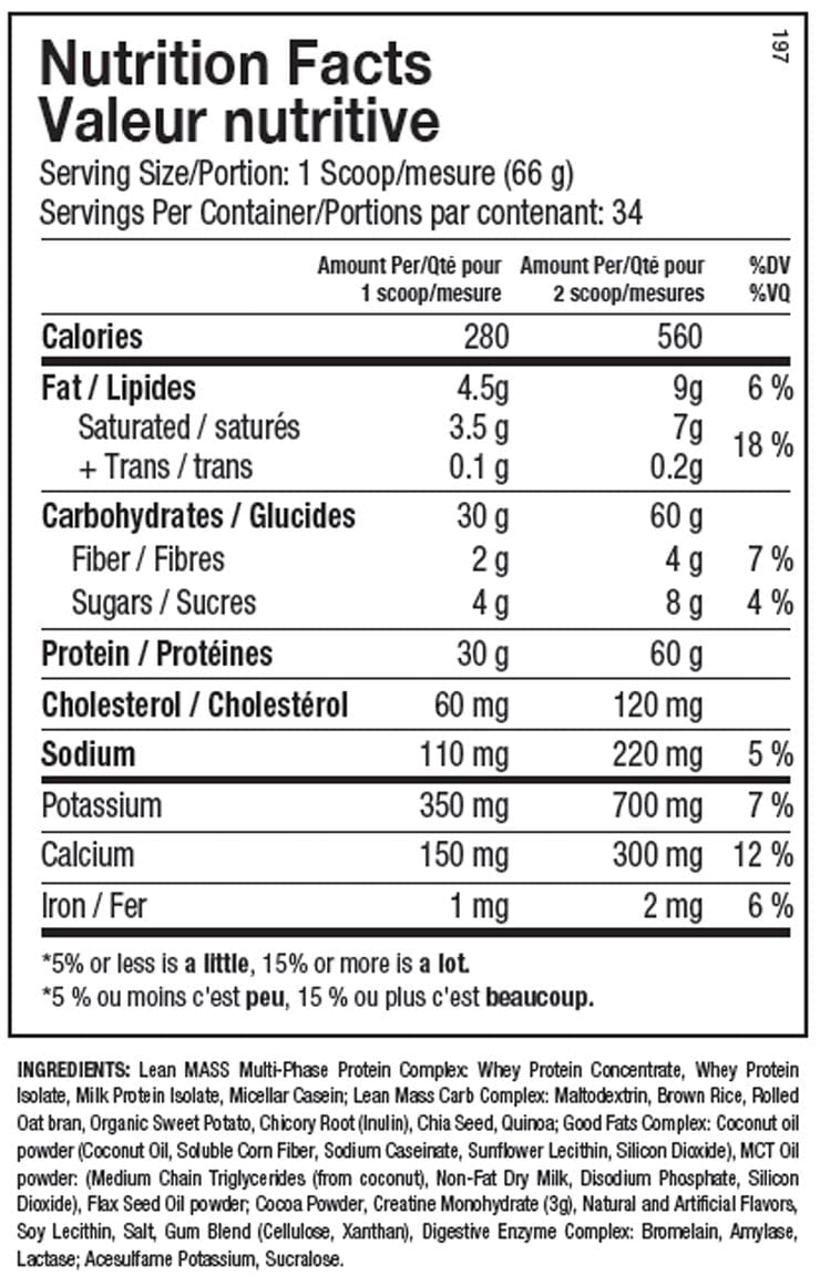 ANS Performance Lean Mass, 5lbs | Protein and Carb Ratio 1:1