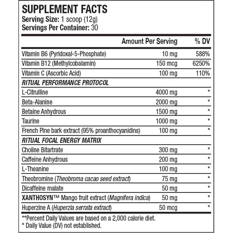 ANS Ritual Pre-Workout, 30 serve